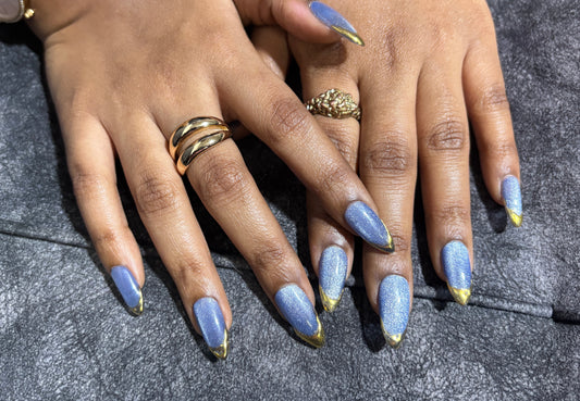 Moonlit Majesty - Cat Eye Chrome Soft Gel Nails