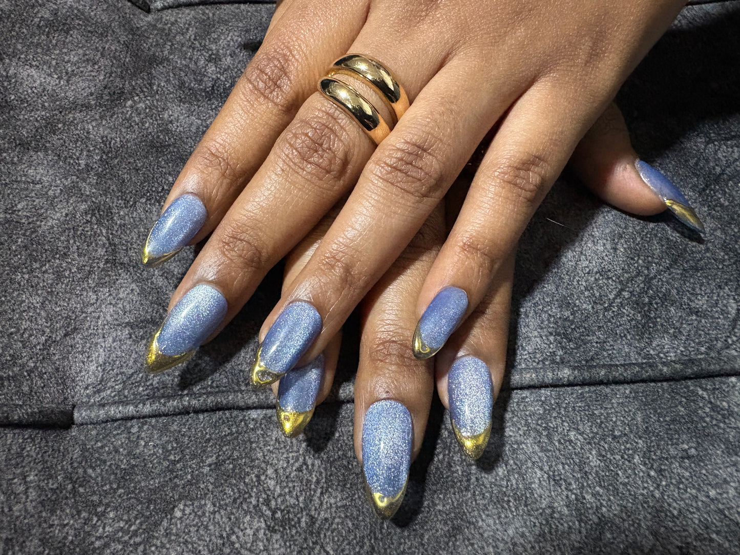 Moonlit Majesty - Cat Eye Chrome Soft Gel Nails