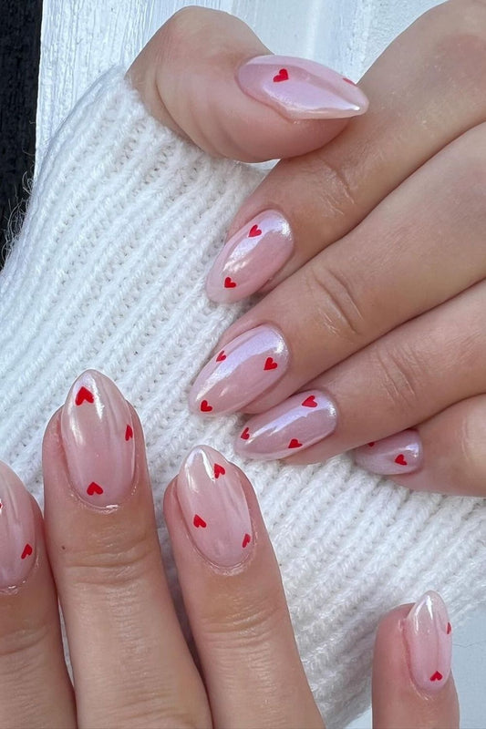 Rosy Hearts - Soft Gel Nails