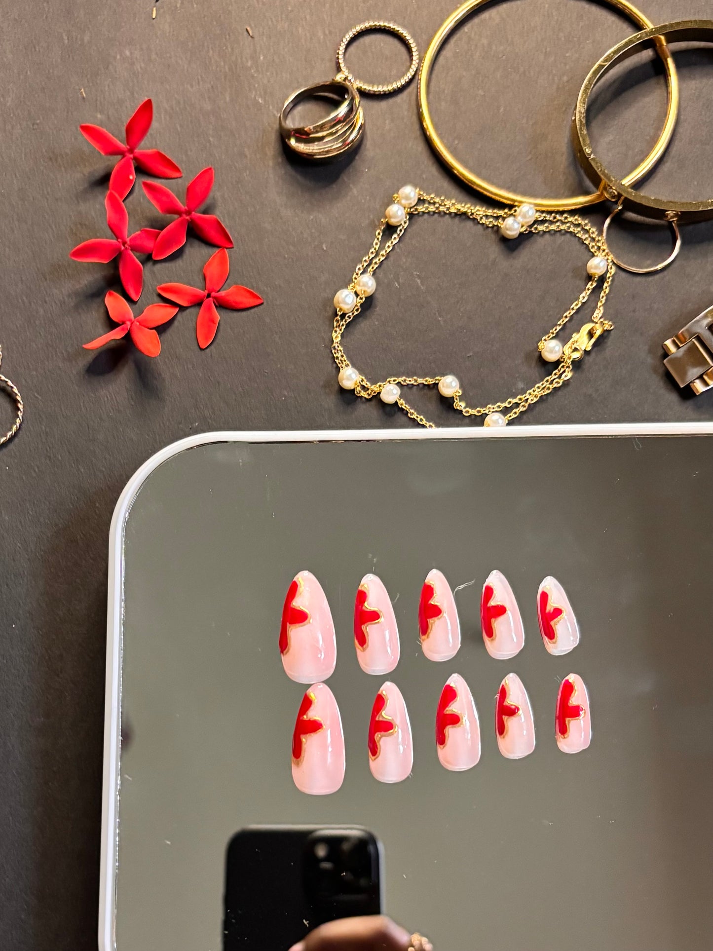 Crimson Flutter - Soft Gel Nails